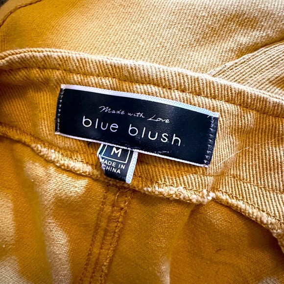 Blue Blush Mustard Button Overalls with Tie Straps Medium - Picture 2 of 2